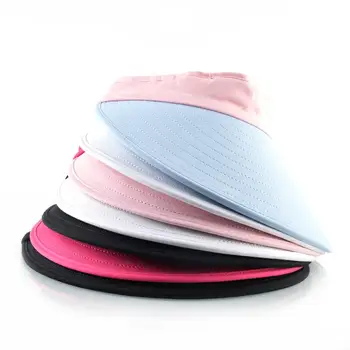Grande borda da viseira de Sol Chapéus Para mulheres de verão Panamá Bordado letras de Praia, chapéu Ajustável Anti-UV cap Mulheres de correspondência de Cores de tampas