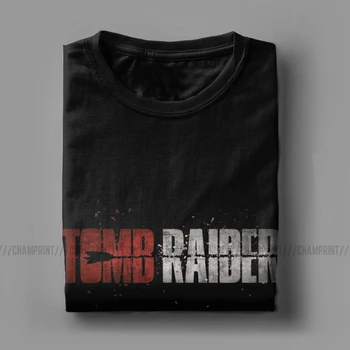 Homens de T-Shirts Tomb Raider Novidade do Algodão do T-Shirt de Manga Curta Lara Croft Adventer Jogo de T-Shirts de Gola Tops Festa