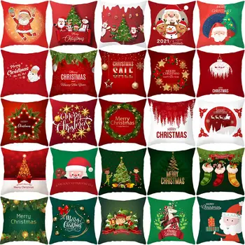 LuanQI Decorações De Natal Para A Casa De 2021 Feliz Natal Presente De Natal Noel Natale Feliz Ano Novo 2022 Capa De Almofada De Natal