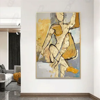 Pintados à mão moderna figura abstrata nudez de arte de Picasso a pintura a óleo da parede de cortina de lona da pintura pintura de decoração de sala de estar