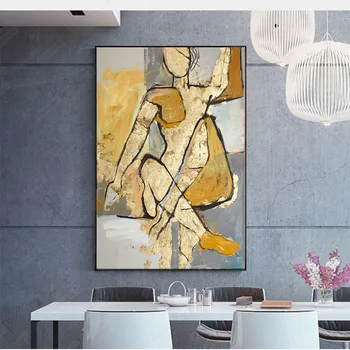Pintados à mão moderna figura abstrata nudez de arte de Picasso a pintura a óleo da parede de cortina de lona da pintura pintura de decoração de sala de estar