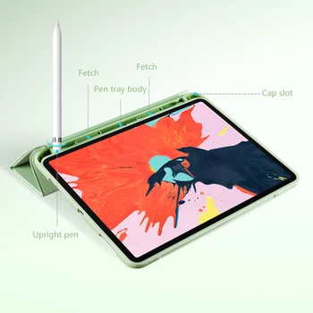 Para o iPad Pro 12.9 polegadas de 2018 caso Com porta-Lápis Smart cover dobra tripla Macio de Volta Para o iPad 12.9 modelo A1876 A1983 A1895 A