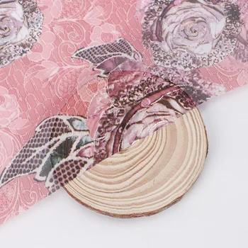 Suave cor-de-Rosa de Moda de Ameixa Padrão Impresso Chiffon Tecido, o Bronzeamento Chiffon Tecido Tule Para Shirt Dress, metro A Metro,com 150 cm de Largura