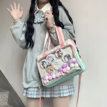 Novas Mulheres Jelly Transparente Bolsa De Ombro Para O Estudante Japonês Meninas De Harajuku Kawaii Escola Sacos De Anime Faculdade Saco Crossbody