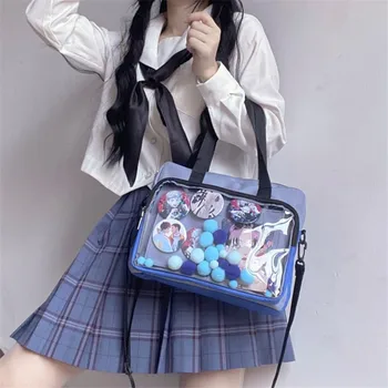 Novas Mulheres Jelly Transparente Bolsa De Ombro Para O Estudante Japonês Meninas De Harajuku Kawaii Escola Sacos De Anime Faculdade Saco Crossbody