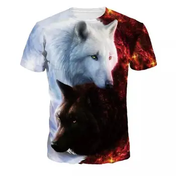 Os amantes do Lobo Impresso T-shirts Homens 3d T-shirts do Navio da Gota Superior camiseta de Manga Curta Camiseta Gola Redonda Camiseta de Moda Casual da Marca