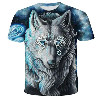 Os amantes do Lobo Impresso T-shirts Homens 3d T-shirts do Navio da Gota Superior camiseta de Manga Curta Camiseta Gola Redonda Camiseta de Moda Casual da Marca