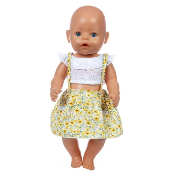 Roupas de boneca Acessórios Nascer de Novo Bebê Ajuste de 18 polegadas de 43 cm Pastoral Estilo de Saia Floral Terno Para o Bebê Festival de Presente de Aniversário