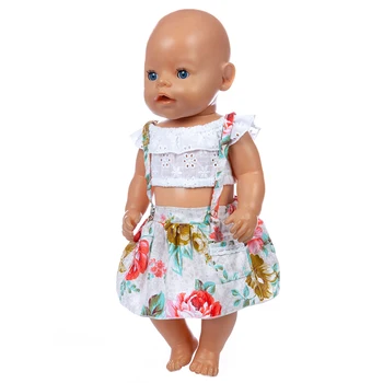 Roupas de boneca Acessórios Nascer de Novo Bebê Ajuste de 18 polegadas de 43 cm Pastoral Estilo de Saia Floral Terno Para o Bebê Festival de Presente de Aniversário