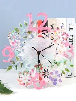 2021 Nova Flor Artesanal Relógio de Resina Epóxi Molde DIY de Artesanato de Decoração de Casa de Coroa de flores, Relógio do Painel do Molde de Silicone, a fabricação de Ferramentas