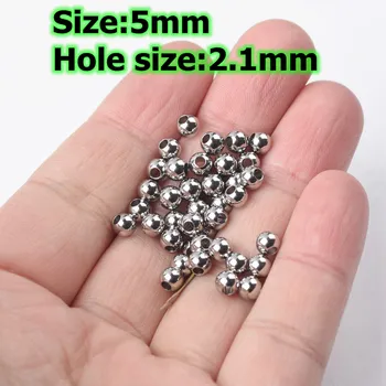 Cor prata Redonda de Aço Inoxidável Sólido de Metal 4mm 5mm 6mm 8mm 10mm 12mm Solta Espaçador de Artesanato Miçangas para Fazer Jóias de DIY