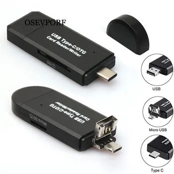 OSEVPORF Tipo de Leitor de Cartão C & Micro USB e USB SD Micro SD TF Cardreader para notebook PC Acessórios Leitor de Cartão de Memória Adaptador