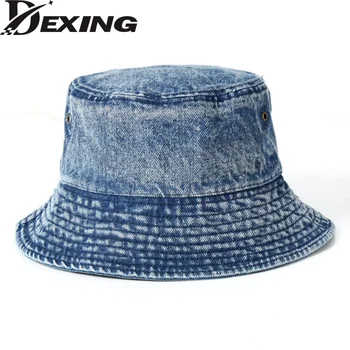 Primavera Novo Jeans baldes chapéu de Pescador de homens com Chapéu de mulheres de Chapéu de Sol ao ar livre Amantes de Moda selvagem Balde de Chapéus