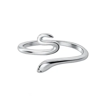 Personalidade de cobra, anel de prata estilo coreano Korean temperamento feminino de design de moda abrir anel simples bracelete de cobra