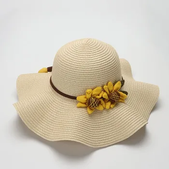 COKK Verão Chapéus Para Mulheres Flor de Palha do Chapéu de Sol ao ar livre Feminino Praia de Viagem Sombras aba larga Chapéu Panamá Senhoras Chapéu Gorro