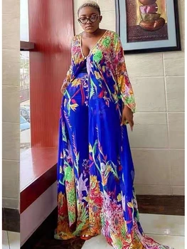 Dois Pedaço De Calça De Conjunto De Mulheres A Roupa Africana Vestidos De Festa Dashiki 2021 Verão Longo Vestido Maxi Conjuntos De Calças De Ternos De 2 Peças De Roupas