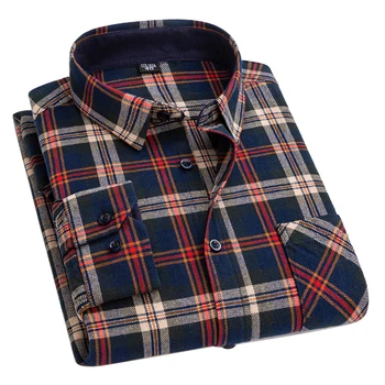 Aoliwen Homens Outono, Algodão, Flanela Xadrez Botão de Camisas Para Homens Vestuário Casual Camisas Manga Longa 2021 camisas de hombre