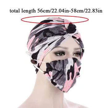 Casual Mulheres de Turbante quebra Cabeça Chapéu Com máscara de Headwear Lenço Bonnet Interior Hijabs Cap Hijab Muçulmano Quimio Chapéus, Turbantes Caps