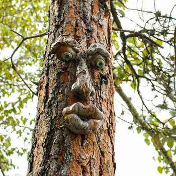 Criativo Árvore Face A Decoração Do Jardim Engraçado Velho Homem Cara De Escultura Ao Ar Livre Do Jardim Quintal Árvore De Arte, De Decoração