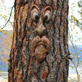 Criativo Árvore Face A Decoração Do Jardim Engraçado Velho Homem Cara De Escultura Ao Ar Livre Do Jardim Quintal Árvore De Arte, De Decoração