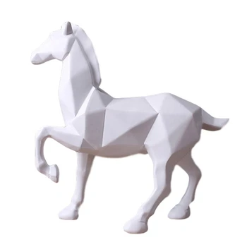 Geométricas Cavalo Estátua De Resina Animal Escultura Artesanato Enfeites Da Sala De Casa Decoração Da Mesa De Presentes