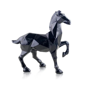 Geométricas Cavalo Estátua De Resina Animal Escultura Artesanato Enfeites Da Sala De Casa Decoração Da Mesa De Presentes
