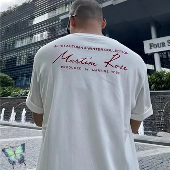 Martine Rose T-shirt Homens Mulheres Manuscrito Assinatura de T-Shirt