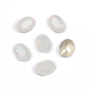 YANRUO 4120 Todos os Tamanhos White Opal Oval Pedras Fantasia, Ponto de Strass DIY de Cristal Applique Costurado Strass Para Vestidos