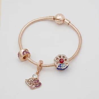 Um fim-de-Rosa de ouro mulheres pulseira de Amor pingente, pulseira de conjunto para as meninas jóia de presente de Natal