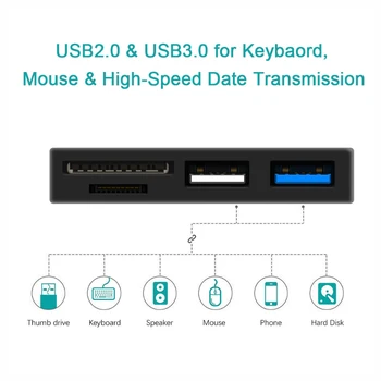 Rocketek USB 3.0 Multi-Hub 5 em 1 Leitor de Cartão de Memória Adaptador de cartão de memória SD/TF mini SD para que o Microsoft Surface Go/Pro7 Computador Portátil