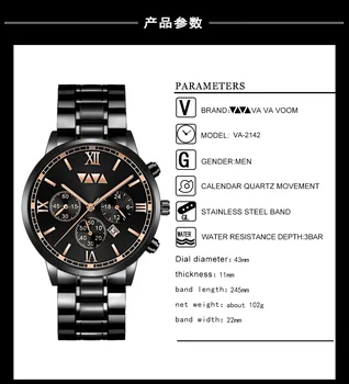 Relógios De Homens De Grande Mostrador De Relógio De Aço Inoxidável De Negócios Calendário Relógio De Quartzo Do Relógio À Prova D'Água Do Esporte Relógio De Pulso Relógio Masculino
