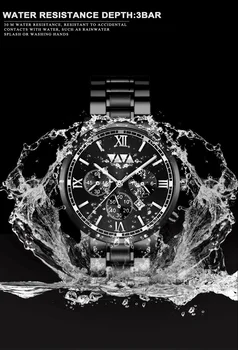 Relógios De Homens De Grande Mostrador De Relógio De Aço Inoxidável De Negócios Calendário Relógio De Quartzo Do Relógio À Prova D'Água Do Esporte Relógio De Pulso Relógio Masculino