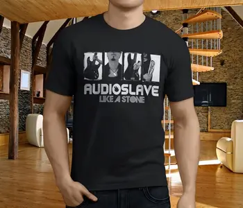 Engraçado Tees Novo Estilo de Homens Audioslave Banda Como Uma Pedra Homens Pretos O-Pescoço Curto Manga Camiseta