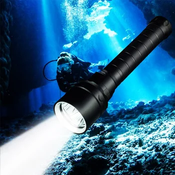 D2 Mergulho Lanterna de Segurança de Mergulho Luz da Tocha T6 Subaquática, Mergulho, Lanternas de 100M para Debaixo de Água Esportes ao ar livre Ciclismo, pesca