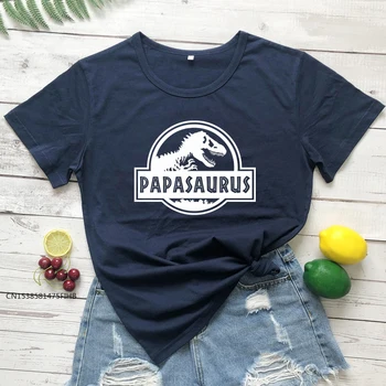 Papasaurus Soft Premium Tecido T-Shirt Engraçada Pai Presente do Dia da Camiseta Para o Vovô Jurássica Dinossauro Gráfico Homens é o Pai do T-Shirt