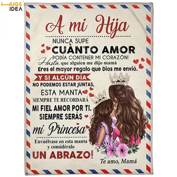 HUGSIDEA Carta para Minha Menina eu te Amo Versão em espanhol de Impressão Cobertor de Lã Presente Personalizado Premium Sofá Sherpa Cobertores Colcha