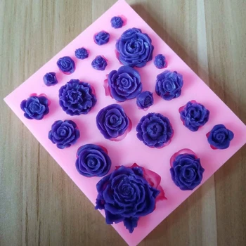 DIY Rosa Fondant moldes de silicone para 3D artesanato Decoração do Bolo Ferramenta de Chocolate moldes de Resina, Argila Flor de sabão molde