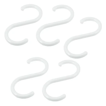 5 Pcs Plástico Branco em Forma de S, Gancho para a Casa de Vestuário, Cestas de