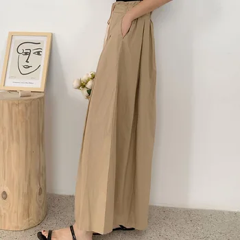 Mulher Culotes Cordão Elástico Na Cintura Solta Coreano Plissado Hakama Mulheres Calças De 2020 Verão De Perna Larga Calças