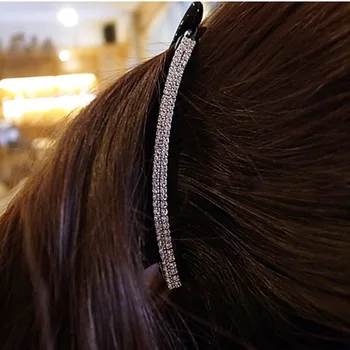 Toque novo clipe rabo de cavalo clipe coreano jóias originais e acessórios para o cabelo tecido strass banana duplo de drenagem de diamante banana clip
