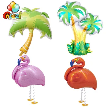 2pcs de Pé Flamingo Curta Balões coqueiro Palmeira Folha de Bola de Adulto, Casamento, Festa de Aniversário, Decoração de chá de Bebê