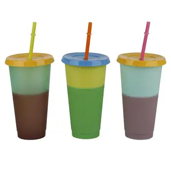 24 onças de Plástico de Água Fria Mudança da Cor do Copo Copo Descoloração Mudando de Cor Copo de Bebidas Caneca Coleção de Verão Chá Caneca de Café