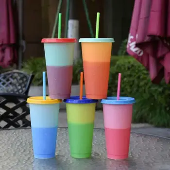 24 onças de Plástico de Água Fria Mudança da Cor do Copo Copo Descoloração Mudando de Cor Copo de Bebidas Caneca Coleção de Verão Chá Caneca de Café