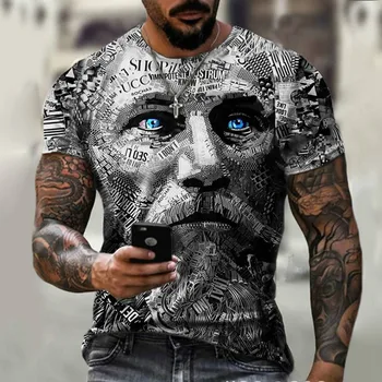 Homens bibab 3D T-shirt, cavalheiro do estilo design, esportes de lazer, de manga curta, moda de verão, 2021