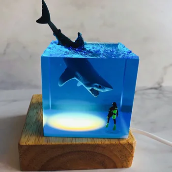 Noite do DIODO emissor de Luz de Tubarão Mergulhador Decoração Novidade Presente para Quarto de criança Decoração do Quarto do Bebê USB Cabeceira da Lâmpada Noite Dropshipping