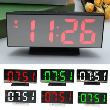 Digital LED indicador de Temperatura Repetir Espelho de Cabeceira de Alarme espelhamento de HD Relógio Relógio de Presente Carregador USB de Configuração de Data