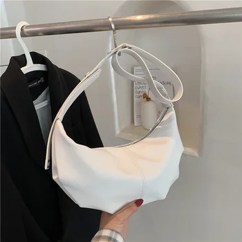 Estilo coreano de Meia-Lua Sacos para as Mulheres Hobo Bag 2021 Novo de Luxo de Couro Macio Ombro Bolinho Saco Feminino Branco Messenger Bolsa