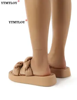 Chinelos de quarto Plataforma Verão Flip-Flops Sandálias de Mulher Sandálias ytmtloy Couro Lace-up Calçados Casuais Cunhas Televisão Com Peep Toe