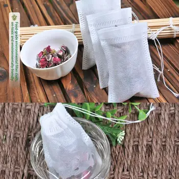 100 Pcs Multifuncionais Não-Tecido Descartável Saco de Chá Saco de Drawstring Cozinha Casa de Chá
