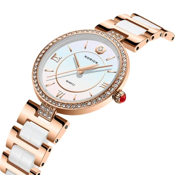2021 Novo De Luxo Cerâmica Da Marca Mulheres Relógio Exclusivo Design De Relógios De Quartzo Moda Relógio De Pulso Feminino, Impermeável Relógio Relógio Norick